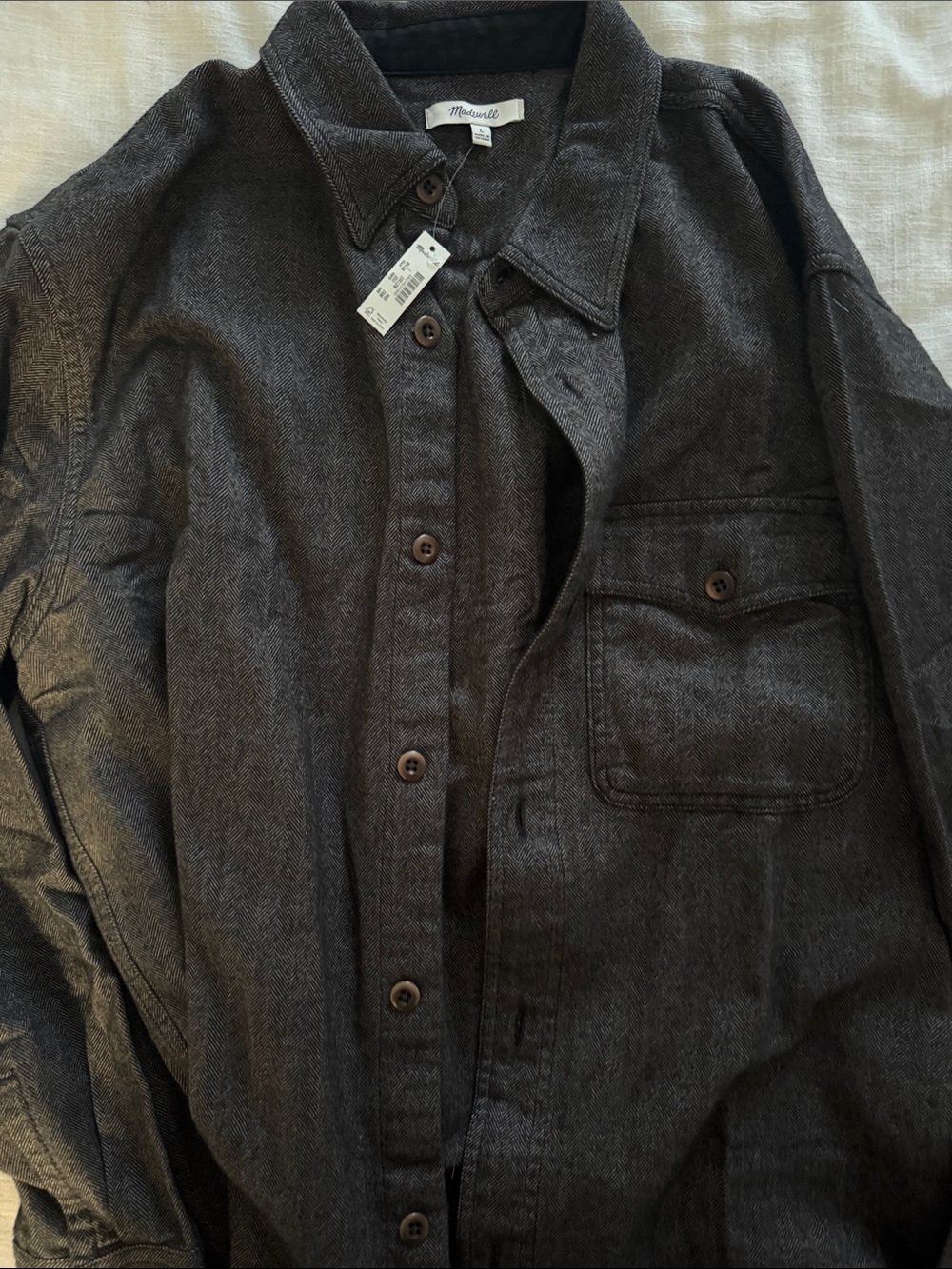 Madewell Men's Charcoal Button-Front Shirt Jacket